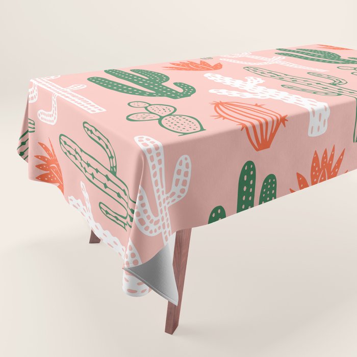 Cactus plant doodle art pattern Tablecloth Gallery Image 1