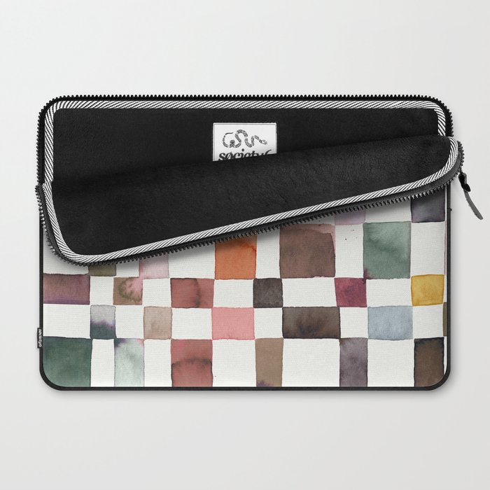 Watercolor Fall Checker Rustic Earthy Laptop Sleeve Gallery Image 2
