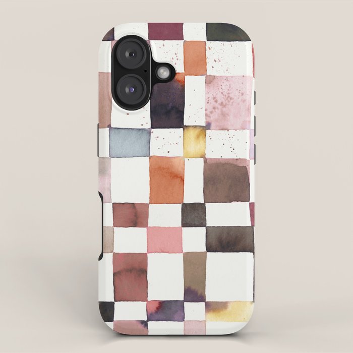 Watercolor Fall Checker Rustic Earthy iPhone Case Gallery Image 1