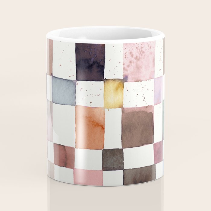 Watercolor Fall Checker Rustic Earthy Coffee Mug Gallery Image 4