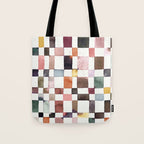 Watercolor Fall Checker Rustic Earthy Tote Bag Gallery Image 1