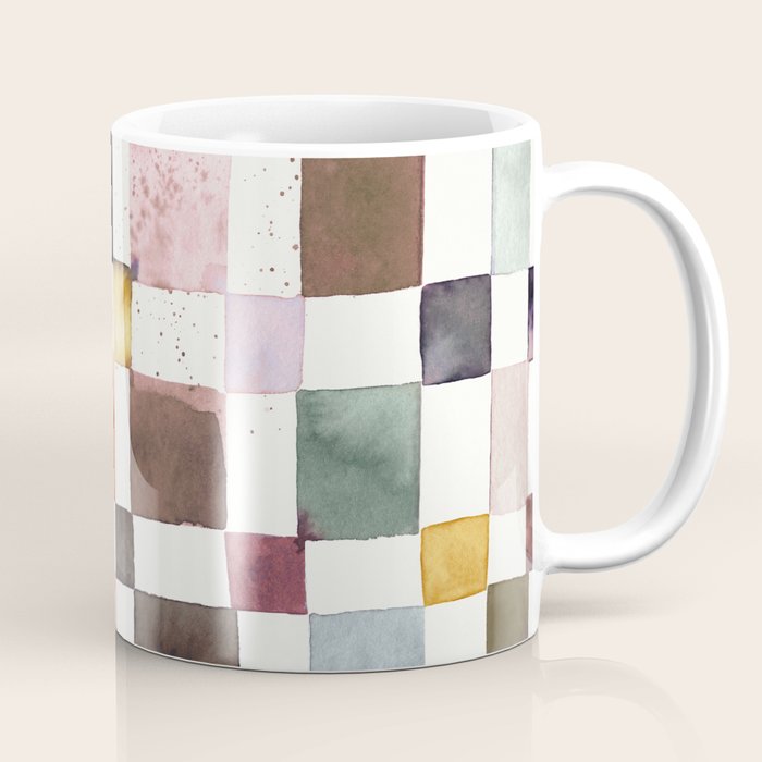Watercolor Fall Checker Rustic Earthy Coffee Mug Gallery Image 1