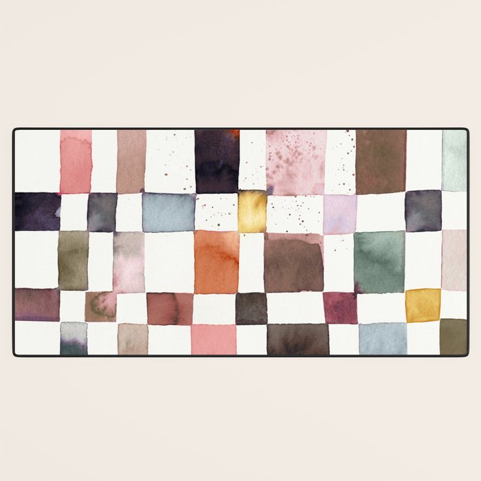 Watercolor Fall Checker Rustic Earthy Desk Mat Gallery Image 3