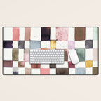 Watercolor Fall Checker Rustic Earthy Desk Mat Gallery Image 1