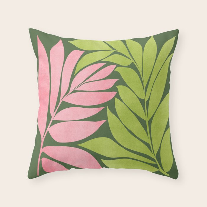 Spring Flora / Pink and Green Palette Throw Pillow Gallery Image 1