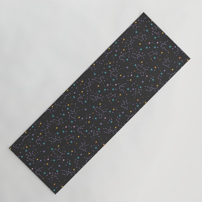 Colorful Night Sky on Black Yoga Mat Gallery Image 1