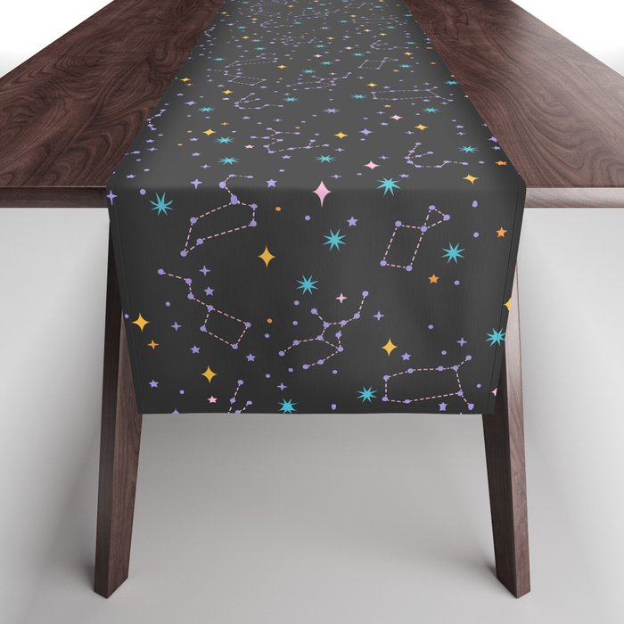 Colorful Night Sky on Black Table Runner Gallery Image 1