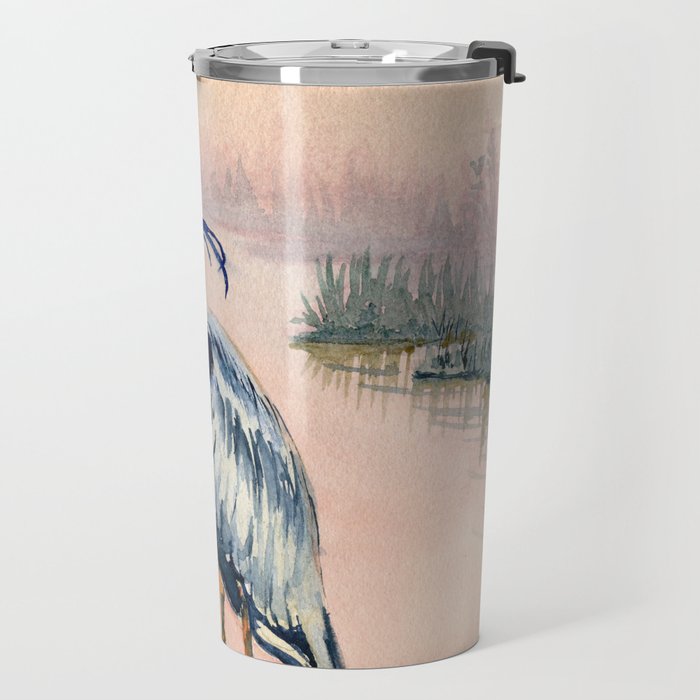 Great Blue Heron at Sunset Travel Mug Gallery Image 2
