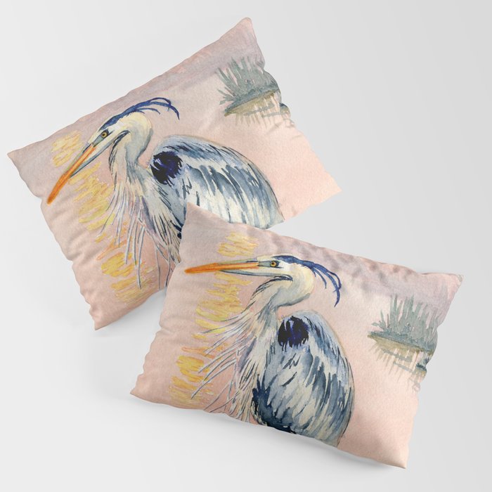Great Blue Heron at Sunset Pillow Sham Gallery Image 1