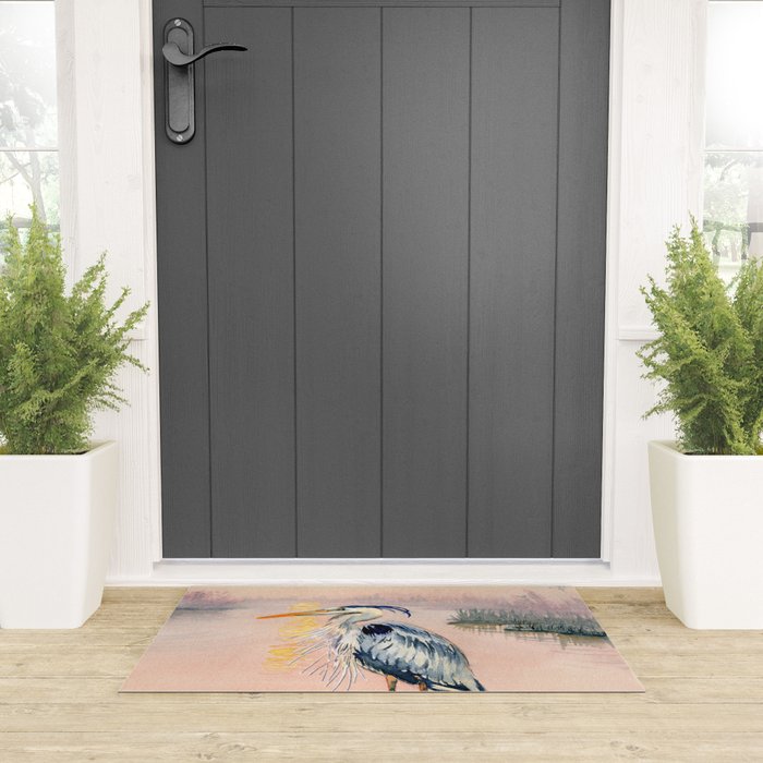 Great Blue Heron at Sunset Welcome Mat Gallery Image 3