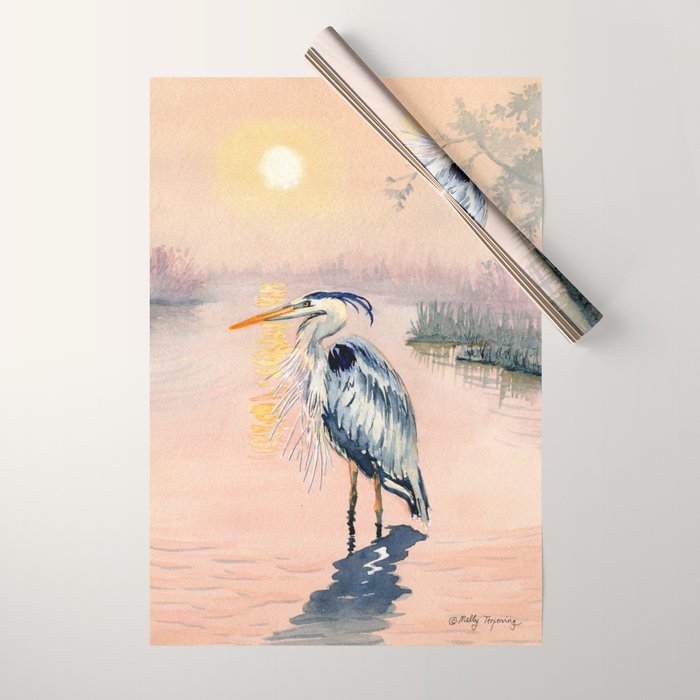 Great Blue Heron at Sunset Wrapping Paper Gallery Image 1