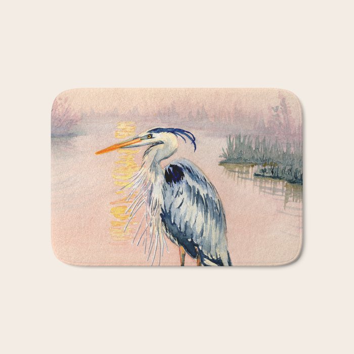 Great Blue Heron at Sunset Bath Mat Gallery Image 1