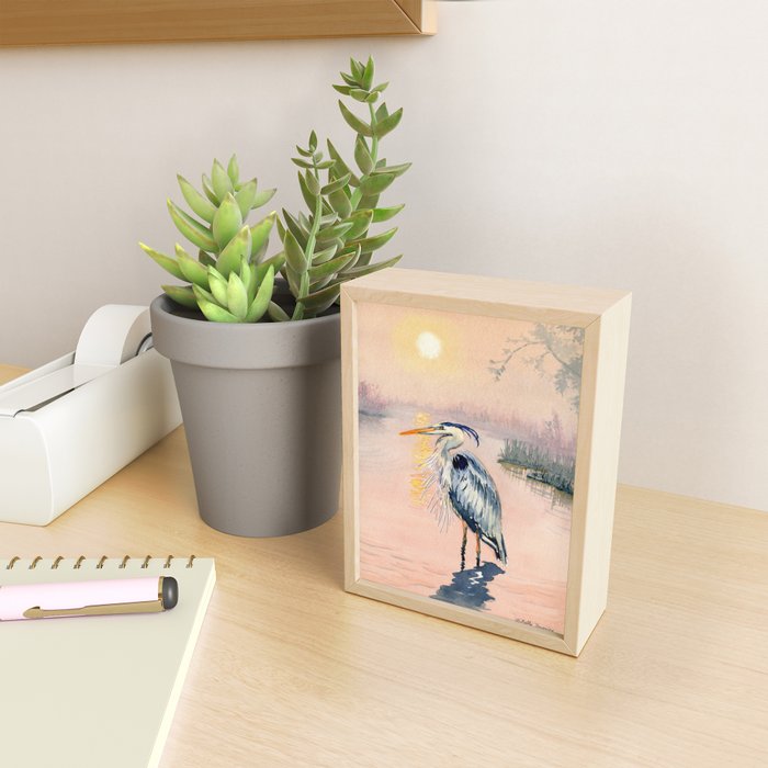 Great Blue Heron at Sunset Mini Art Print Gallery Image 2