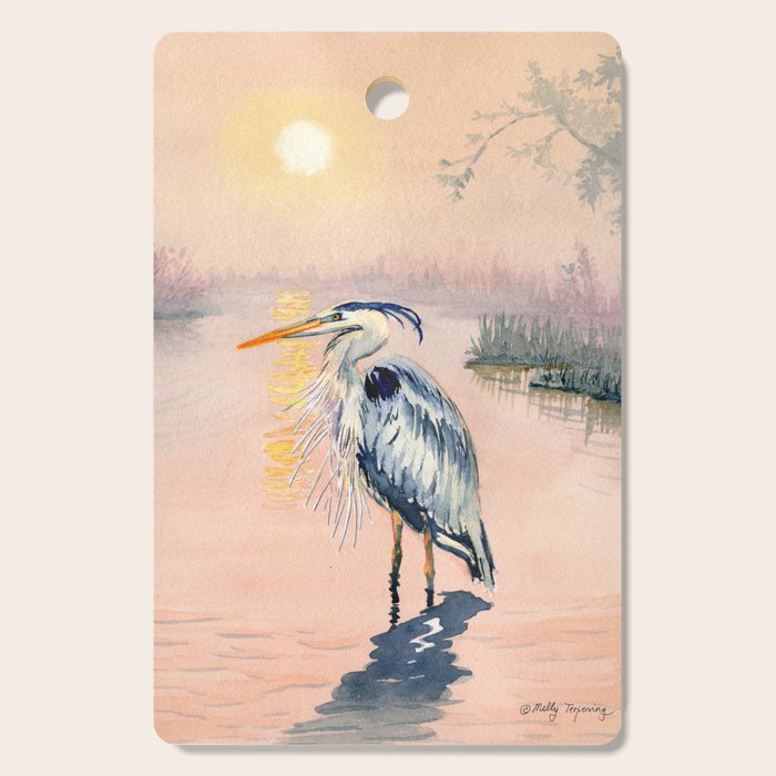 Great Blue Heron at Sunset Cutting Board Gallery Image 1
