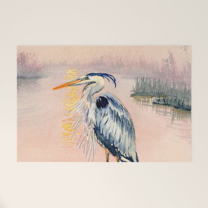 Great Blue Heron at Sunset Welcome Mat Gallery Image 1
