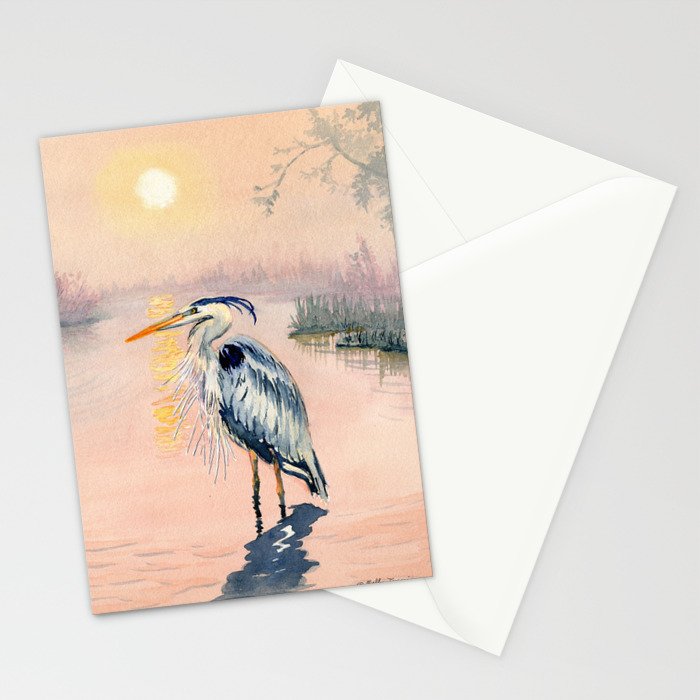 Great Blue Heron at Sunset Stationery Card Gallery Image 2