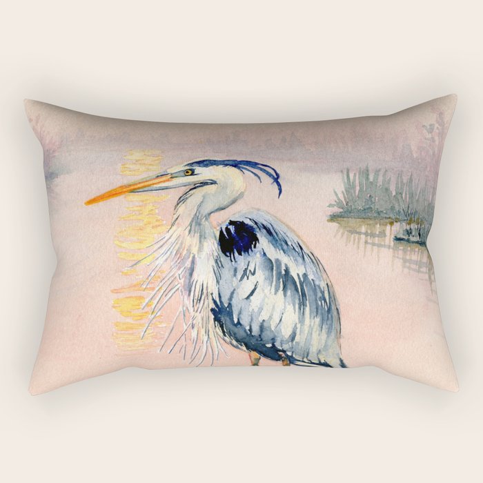 Great Blue Heron at Sunset Rectangular Pillow Gallery Image 1