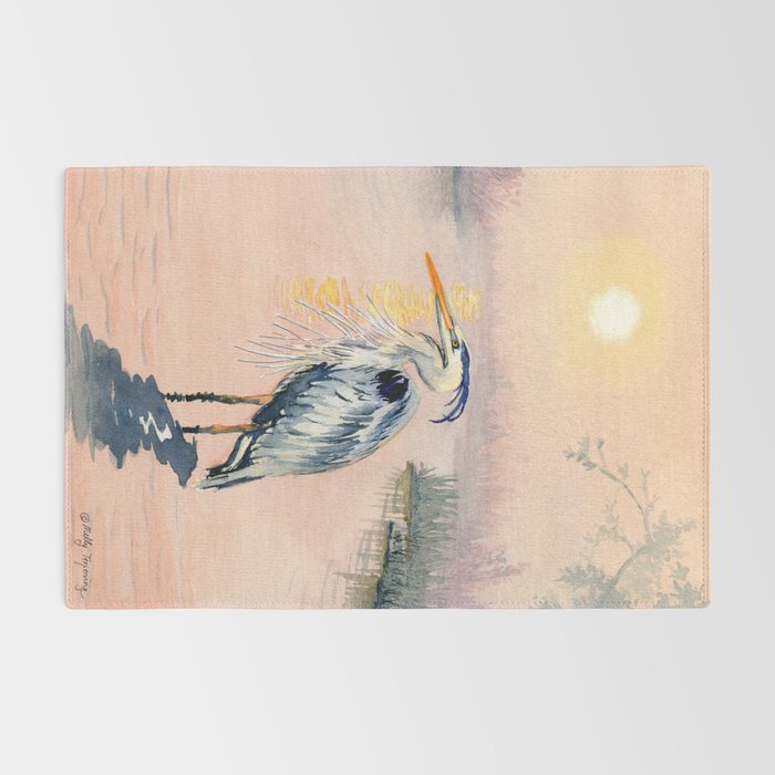 Great Blue Heron at Sunset Rug Gallery Image 2