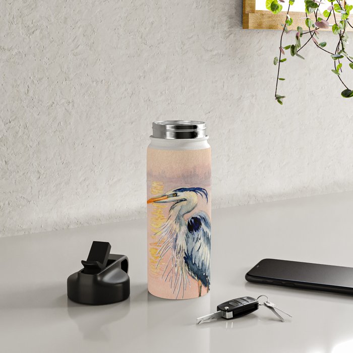 Great Blue Heron at Sunset Water Bottle Gallery Image 5