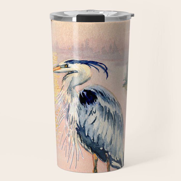 Great Blue Heron at Sunset Travel Mug Gallery Image 1
