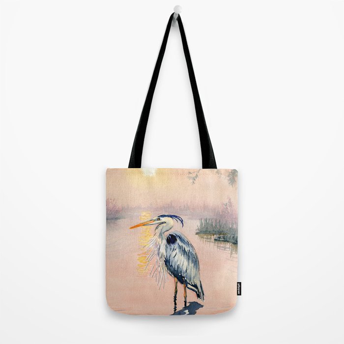 Great Blue Heron at Sunset Tote Bag Gallery Image 2