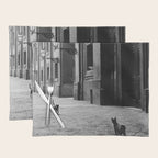 Two French Cats, Paris Left Bank black and white cityscape photograph / photography Placemat Gallery Image 1