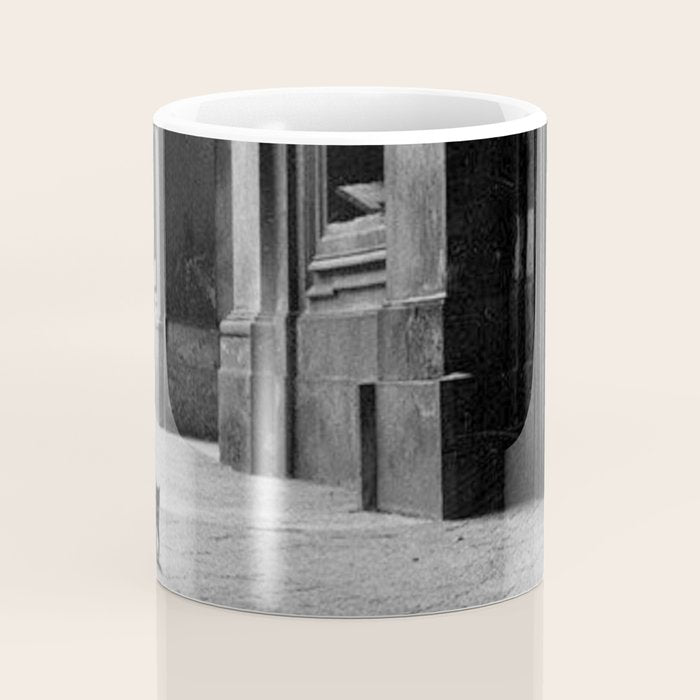 Two French Cats, Paris Left Bank black and white cityscape photograph / photography Coffee Mug Gallery Image 4