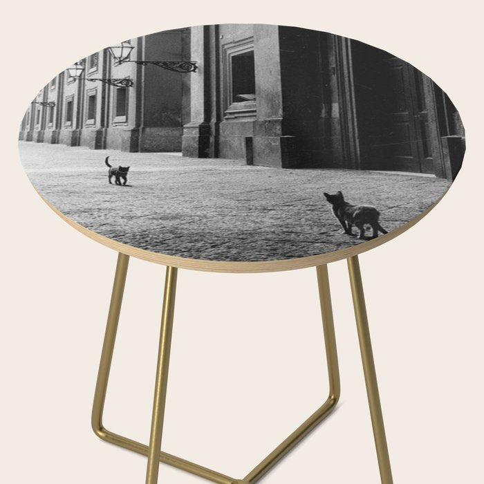 Two French Cats, Paris Left Bank black and white cityscape photograph / photography Side Table Gallery Image 2