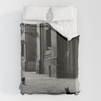 Two French Cats, Paris Left Bank black and white cityscape photograph / photography Duvet Cover Gallery Image 6