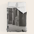 Two French Cats, Paris Left Bank black and white cityscape photograph / photography Comforter Gallery Image 6