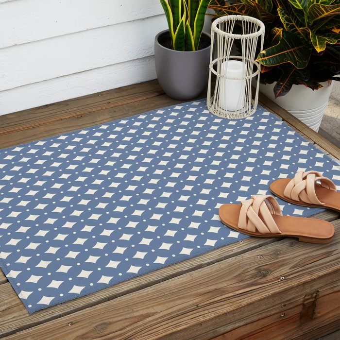 Vintage Stars V Blue Outdoor Rug Gallery Image 2