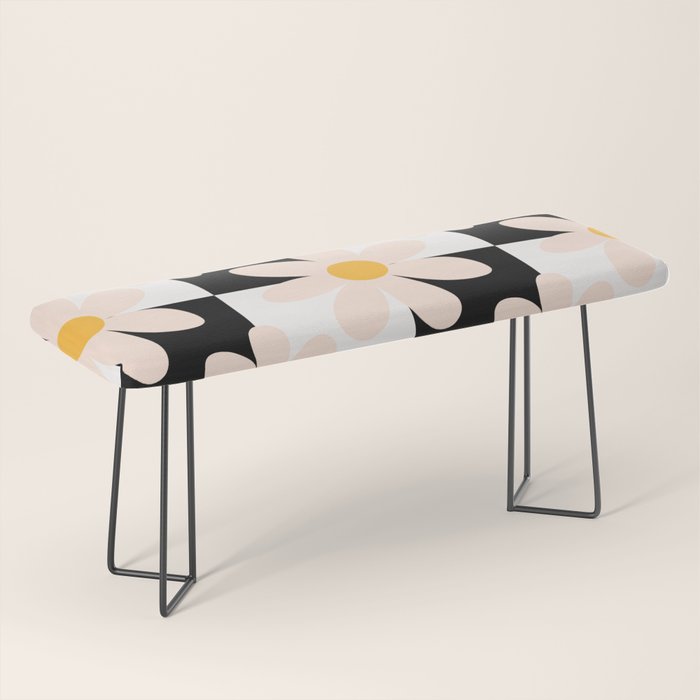 Black and White Checkered Daisy pattern  Bench Gallery Image 1