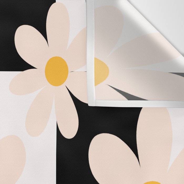 Black and White Checkered Daisy pattern  Wall Tapestry Gallery Image 3