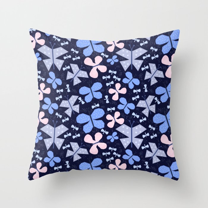 Butterflies at night Throw Pillow Gallery Image 1