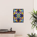 Abstract blue cruz mexican modern talavera tile wall Poster Gallery Image 2