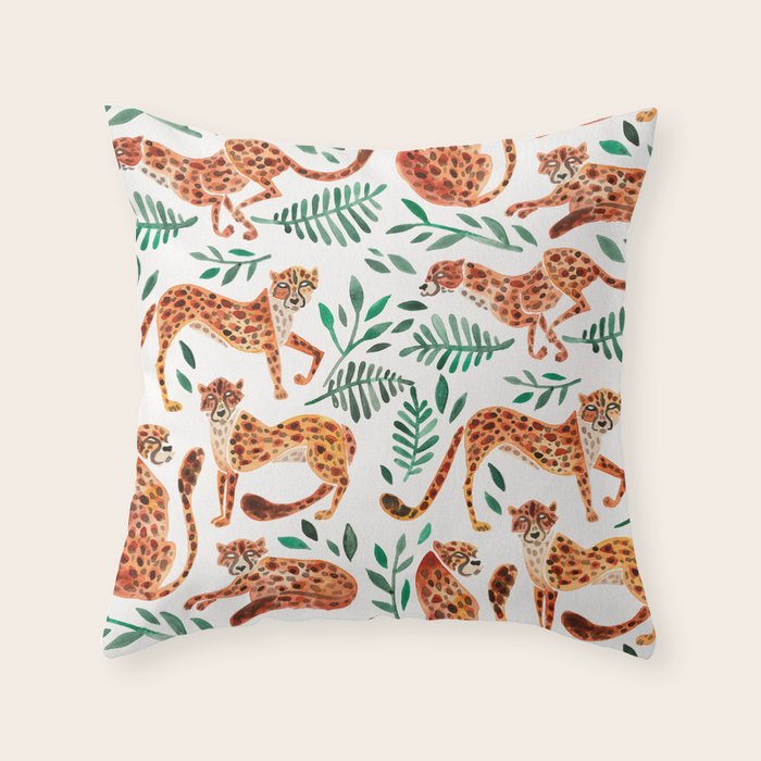 Cheetah Collection - Orange & Green Palette Throw Pillow Gallery Image 6