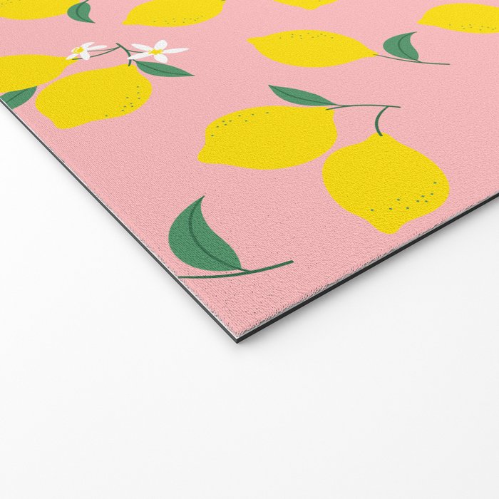 Vintage lemon fruit branch cartoon pattern Welcome Mat Gallery Image 2