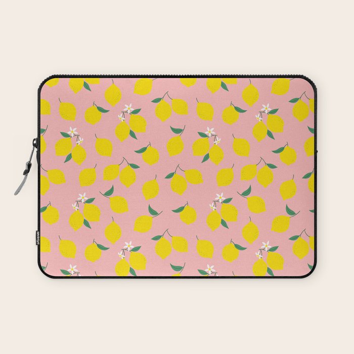 Vintage lemon fruit branch cartoon pattern Laptop Sleeve Gallery Image 1