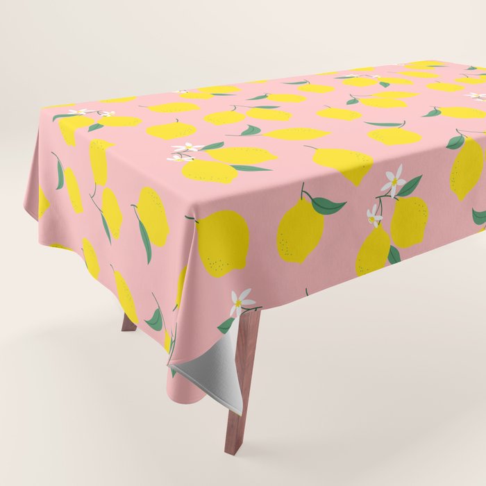 Vintage lemon fruit branch cartoon pattern Tablecloth Gallery Image 1