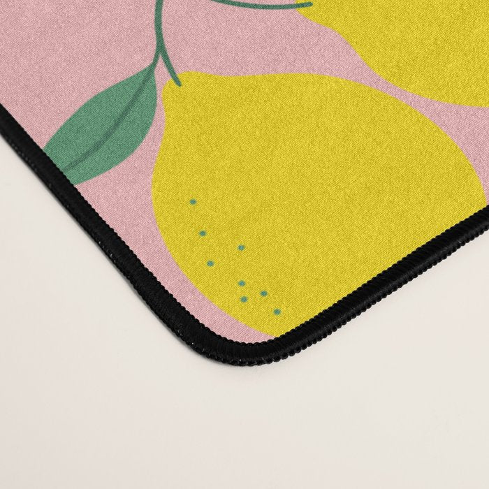 Vintage lemon fruit branch cartoon pattern Desk Mat Gallery Image 4