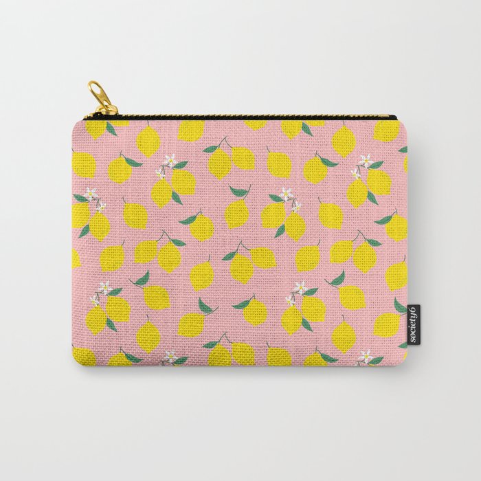 Vintage lemon fruit branch cartoon pattern Carry All Pouch Gallery Image 1