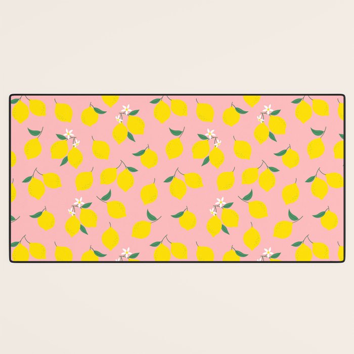 Vintage lemon fruit branch cartoon pattern Desk Mat Gallery Image 3