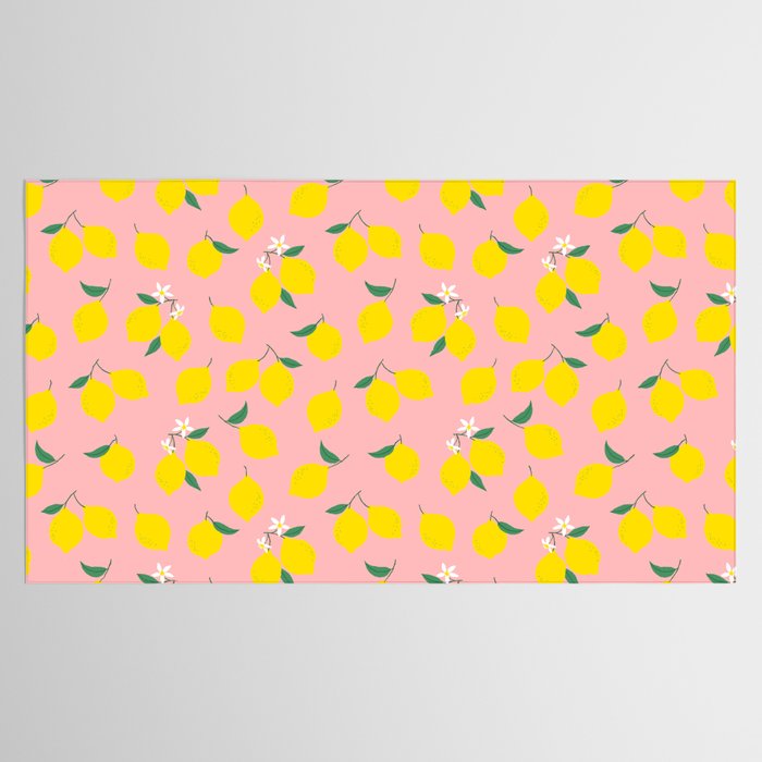 Vintage lemon fruit branch cartoon pattern Tablecloth Gallery Image 2