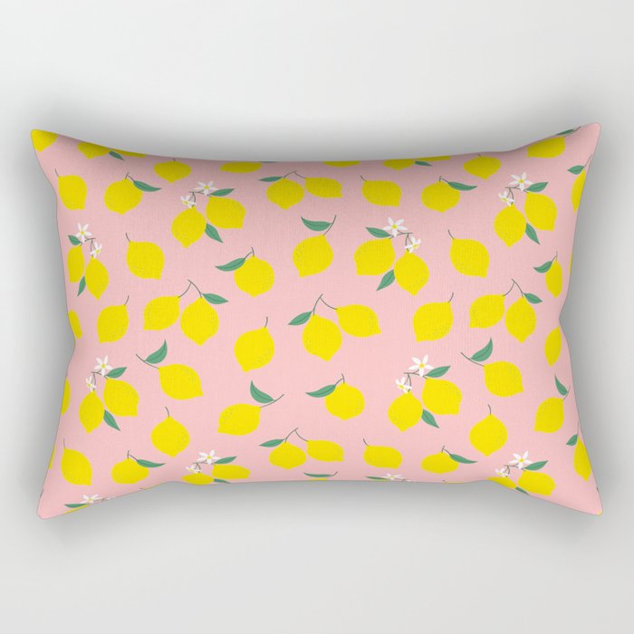 Vintage lemon fruit branch cartoon pattern Rectangular Pillow Gallery Image 2