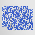 Bold Blue Funky Abstract Amoeba Dance Pattern on White Placemat Gallery Image 1