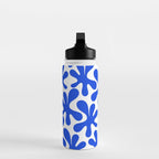 Bold Blue Funky Abstract Amoeba Dance Pattern on White Water Bottle Gallery Image 3