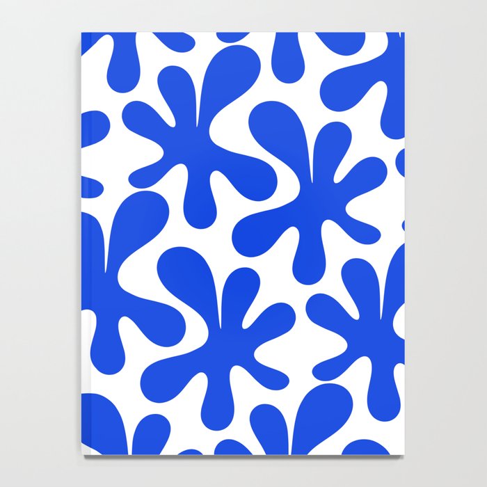 Bold Blue Funky Abstract Amoeba Dance Pattern on White Notebook Gallery Image 4