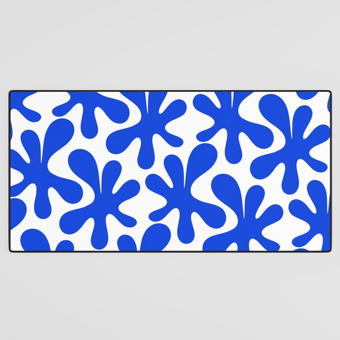 Bold Blue Funky Abstract Amoeba Dance Pattern on White Desk Mat Gallery Image 3