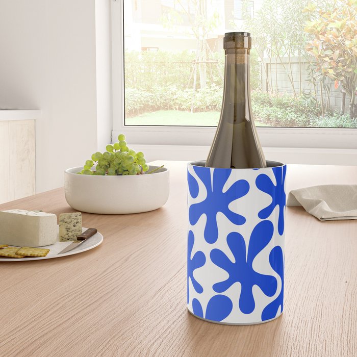 Bold Blue Funky Abstract Amoeba Dance Pattern on White Wine Chiller Gallery Image 4