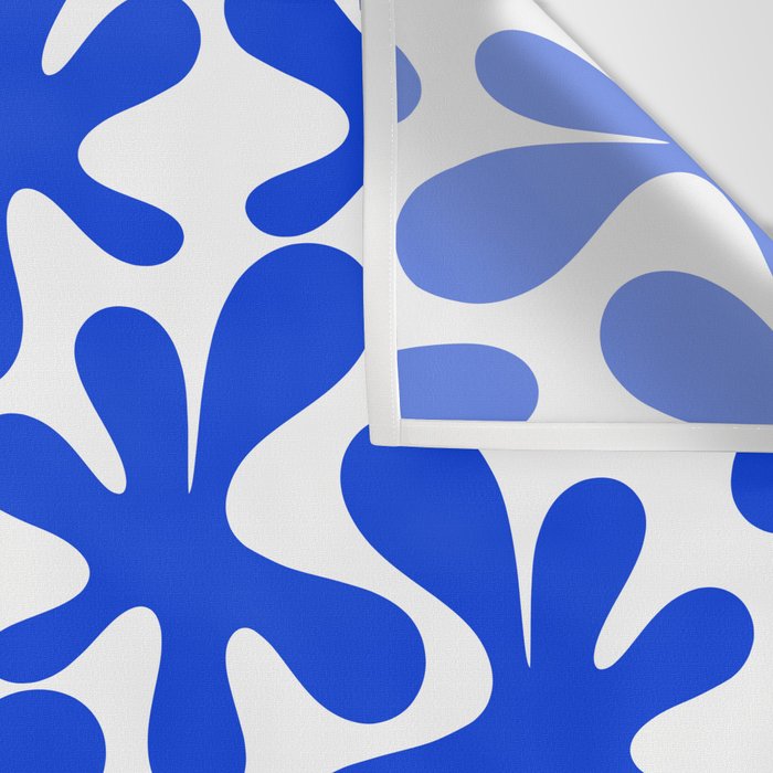 Bold Blue Funky Abstract Amoeba Dance Pattern on White Wall Tapestry Gallery Image 3